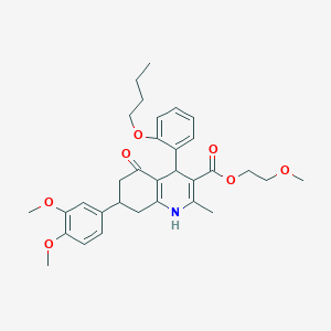 molecular formula C32H39NO7 B418154 2-Methoxyethyl 4-(2-butoxyphenyl)-7-(3,4-dimethoxyphenyl)-2-methyl-5-oxo-1,4,5,6,7,8-hexahydro-3-quinolinecarboxylate 