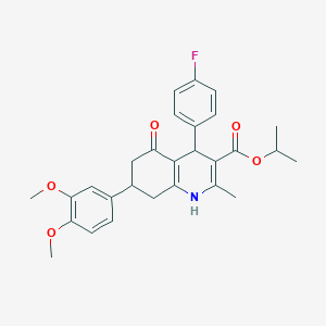 Isopropyl 7-(3,4-dimethoxyphenyl)-4-(4-fluorophenyl)-2-methyl-5-oxo-1,4,5,6,7,8-hexahydro-3-quinolinecarboxylate