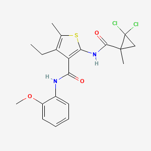 molecular formula C20H22Cl2N2O3S B4181594 2-{[(2,2-dichloro-1-methylcyclopropyl)carbonyl]amino}-4-ethyl-N-(2-methoxyphenyl)-5-methyl-3-thiophenecarboxamide 