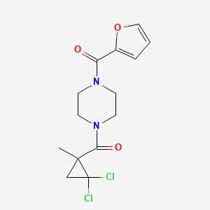 molecular formula C14H16Cl2N2O3 B4181611 1-[(2,2-dichloro-1-methylcyclopropyl)carbonyl]-4-(2-furoyl)piperazine 