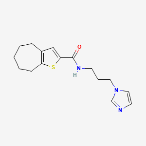 molecular formula C16H21N3OS B4181623 N-[3-(1H-imidazol-1-yl)propyl]-5,6,7,8-tetrahydro-4H-cyclohepta[b]thiophene-2-carboxamide 