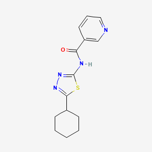 molecular formula C14H16N4OS B4181628 N-(5-cyclohexyl-1,3,4-thiadiazol-2-yl)nicotinamide 