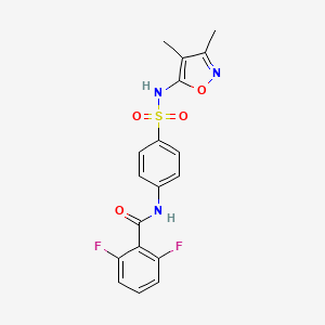 molecular formula C18H15F2N3O4S B4181638 N-(4-{[(3,4-dimethyl-5-isoxazolyl)amino]sulfonyl}phenyl)-2,6-difluorobenzamide 