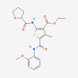 molecular formula C21H24N2O6S B4181639 ethyl 5-{[(2-methoxyphenyl)amino]carbonyl}-4-methyl-2-[(tetrahydro-2-furanylcarbonyl)amino]-3-thiophenecarboxylate 