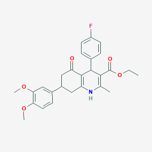 molecular formula C27H28FNO5 B418164 Ethyl 7-(3,4-dimethoxyphenyl)-4-(4-fluorophenyl)-2-methyl-5-oxo-1,4,5,6,7,8-hexahydro-3-quinolinecarboxylate 