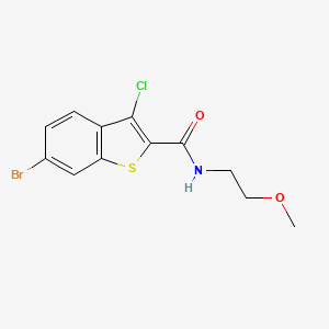 molecular formula C12H11BrClNO2S B4181648 6-bromo-3-chloro-N-(2-methoxyethyl)-1-benzothiophene-2-carboxamide 