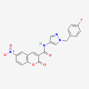 molecular formula C20H13FN4O5 B4181682 N-[1-(4-fluorobenzyl)-1H-pyrazol-4-yl]-6-nitro-2-oxo-2H-chromene-3-carboxamide 