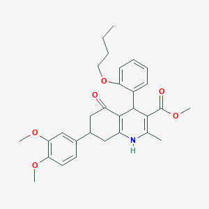 molecular formula C30H35NO6 B418169 Methyl 4-(2-butoxyphenyl)-7-(3,4-dimethoxyphenyl)-2-methyl-5-oxo-1,4,5,6,7,8-hexahydro-3-quinolinecarboxylate 