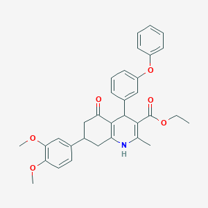 Ethyl 7-(3,4-dimethoxyphenyl)-2-methyl-5-oxo-4-(3-phenoxyphenyl)-1,4,5,6,7,8-hexahydro-3-quinolinecarboxylate