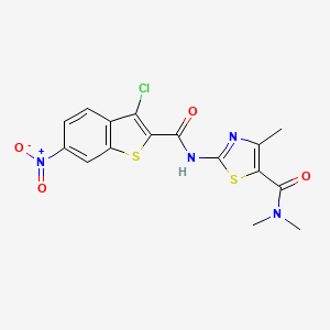 molecular formula C16H13ClN4O4S2 B4181711 2-{[(3-chloro-6-nitro-1-benzothien-2-yl)carbonyl]amino}-N,N,4-trimethyl-1,3-thiazole-5-carboxamide 