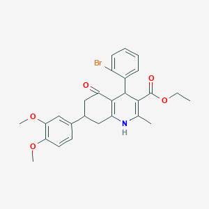 molecular formula C27H28BrNO5 B418174 Ethyl 4-(2-bromophenyl)-7-(3,4-dimethoxyphenyl)-2-methyl-5-oxo-1,4,5,6,7,8-hexahydro-3-quinolinecarboxylate 