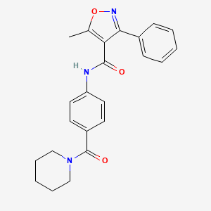 molecular formula C23H23N3O3 B4181750 5-methyl-3-phenyl-N-[4-(1-piperidinylcarbonyl)phenyl]-4-isoxazolecarboxamide 