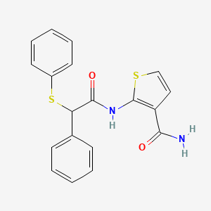 molecular formula C19H16N2O2S2 B4181756 2-{[phenyl(phenylthio)acetyl]amino}-3-thiophenecarboxamide 