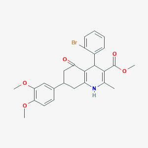 molecular formula C26H26BrNO5 B418177 Methyl 4-(2-bromophenyl)-7-(3,4-dimethoxyphenyl)-2-methyl-5-oxo-1,4,5,6,7,8-hexahydro-3-quinolinecarboxylate 