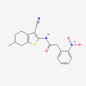 molecular formula C18H17N3O3S B4181785 N-(3-cyano-6-methyl-4,5,6,7-tetrahydro-1-benzothien-2-yl)-2-(2-nitrophenyl)acetamide 