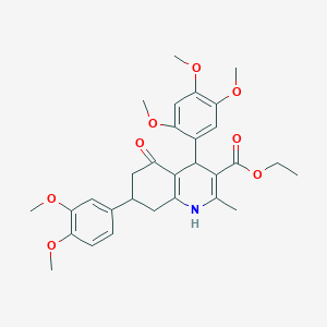 molecular formula C30H35NO8 B418179 Ethyl 7-(3,4-dimethoxyphenyl)-2-methyl-5-oxo-4-(2,4,5-trimethoxyphenyl)-1,4,5,6,7,8-hexahydro-3-quinolinecarboxylate 