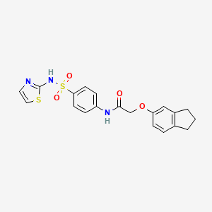 molecular formula C20H19N3O4S2 B4181790 2-(2,3-dihydro-1H-inden-5-yloxy)-N-{4-[(1,3-thiazol-2-ylamino)sulfonyl]phenyl}acetamide 