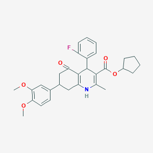 molecular formula C30H32FNO5 B418183 Cyclopentyl 7-(3,4-dimethoxyphenyl)-4-(2-fluorophenyl)-2-methyl-5-oxo-1,4,5,6,7,8-hexahydro-3-quinolinecarboxylate 