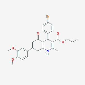 Propyl 4-(4-bromophenyl)-7-(3,4-dimethoxyphenyl)-2-methyl-5-oxo-1,4,5,6,7,8-hexahydro-3-quinolinecarboxylate