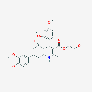 molecular formula C30H35NO8 B418191 2-Methoxyethyl 4-(2,4-dimethoxyphenyl)-7-(3,4-dimethoxyphenyl)-2-methyl-5-oxo-1,4,5,6,7,8-hexahydro-3-quinolinecarboxylate 