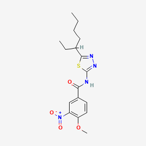 molecular formula C17H22N4O4S B4181910 N-[5-(1-ethylpentyl)-1,3,4-thiadiazol-2-yl]-4-methoxy-3-nitrobenzamide 