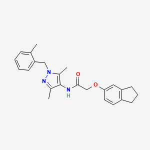molecular formula C24H27N3O2 B4181911 2-(2,3-dihydro-1H-inden-5-yloxy)-N-[3,5-dimethyl-1-(2-methylbenzyl)-1H-pyrazol-4-yl]acetamide 