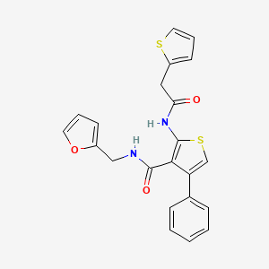 molecular formula C22H18N2O3S2 B4181912 N-(2-furylmethyl)-4-phenyl-2-[(2-thienylacetyl)amino]-3-thiophenecarboxamide 