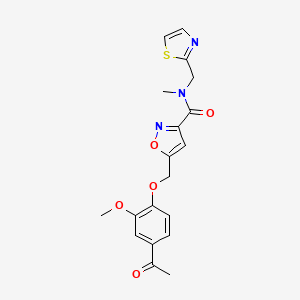 molecular formula C19H19N3O5S B4181923 5-[(4-acetyl-2-methoxyphenoxy)methyl]-N-methyl-N-(1,3-thiazol-2-ylmethyl)-3-isoxazolecarboxamide 