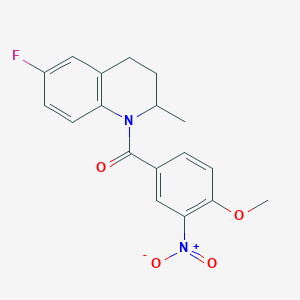 molecular formula C18H17FN2O4 B4181926 6-fluoro-1-(4-methoxy-3-nitrobenzoyl)-2-methyl-1,2,3,4-tetrahydroquinoline 