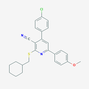 molecular formula C26H25ClN2OS B418193 4-(4-Chlorophenyl)-2-[(cyclohexylmethyl)sulfanyl]-6-(4-methoxyphenyl)nicotinonitrile 