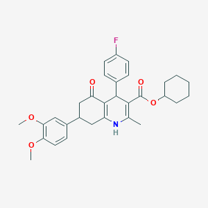 molecular formula C31H34FNO5 B418194 Cyclohexyl 7-(3,4-dimethoxyphenyl)-4-(4-fluorophenyl)-2-methyl-5-oxo-1,4,5,6,7,8-hexahydro-3-quinolinecarboxylate 