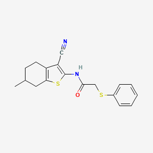 molecular formula C18H18N2OS2 B4181951 N-(3-cyano-6-methyl-4,5,6,7-tetrahydro-1-benzothien-2-yl)-2-(phenylthio)acetamide 