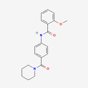 molecular formula C20H22N2O3 B4181954 2-methoxy-N-[4-(1-piperidinylcarbonyl)phenyl]benzamide 