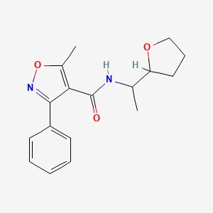 molecular formula C17H20N2O3 B4182029 5-methyl-3-phenyl-N-[1-(tetrahydro-2-furanyl)ethyl]-4-isoxazolecarboxamide 