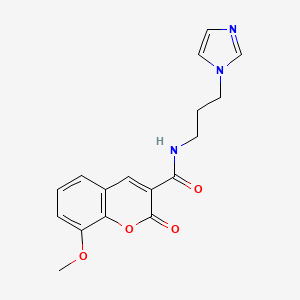 molecular formula C17H17N3O4 B4182126 N-[3-(1H-imidazol-1-yl)propyl]-8-methoxy-2-oxo-2H-chromene-3-carboxamide 