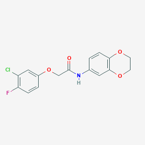 molecular formula C16H13ClFNO4 B4182155 2-(3-chloro-4-fluorophenoxy)-N-(2,3-dihydro-1,4-benzodioxin-6-yl)acetamide 