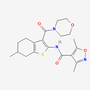 molecular formula C20H25N3O4S B4182209 3,5-dimethyl-N-[6-methyl-3-(4-morpholinylcarbonyl)-4,5,6,7-tetrahydro-1-benzothien-2-yl]-4-isoxazolecarboxamide 