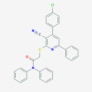 2-{[4-(4-chlorophenyl)-3-cyano-6-phenyl-2-pyridinyl]sulfanyl}-N,N-diphenylacetamide