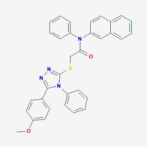 molecular formula C33H26N4O2S B418223 2-[[5-(4-methoxyphenyl)-4-phenyl-1,2,4-triazol-3-yl]sulfanyl]-N-naphthalen-2-yl-N-phenylacetamide CAS No. 332384-97-1