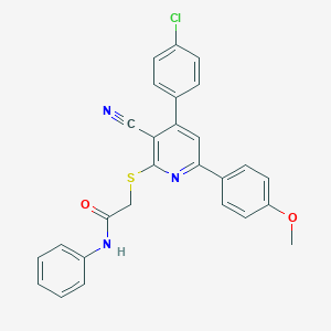 2-{[4-(4-chlorophenyl)-3-cyano-6-(4-methoxyphenyl)-2-pyridinyl]sulfanyl}-N-phenylacetamide