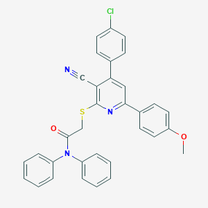 2-{[4-(4-chlorophenyl)-3-cyano-6-(4-methoxyphenyl)-2-pyridinyl]sulfanyl}-N,N-diphenylacetamide