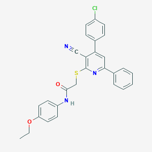 molecular formula C28H22ClN3O2S B418228 2-{[4-(4-chlorophenyl)-3-cyano-6-phenyl-2-pyridinyl]sulfanyl}-N-(4-ethoxyphenyl)acetamide 