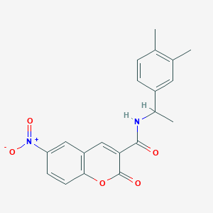 molecular formula C20H18N2O5 B4182322 N-[1-(3,4-dimethylphenyl)ethyl]-6-nitro-2-oxo-2H-chromene-3-carboxamide 