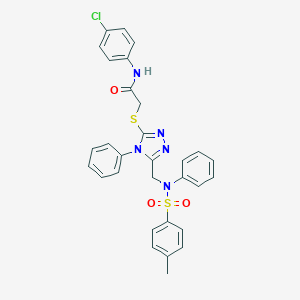 N-(4-chlorophenyl)-2-{[5-({[(4-methylphenyl)sulfonyl]anilino}methyl)-4-phenyl-4H-1,2,4-triazol-3-yl]sulfanyl}acetamide