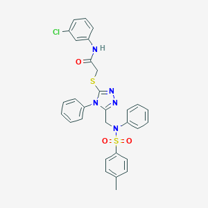 N-(3-chlorophenyl)-2-{[5-({[(4-methylphenyl)sulfonyl]anilino}methyl)-4-phenyl-4H-1,2,4-triazol-3-yl]sulfanyl}acetamide