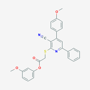 molecular formula C28H22N2O4S B418241 3-Methoxyphenyl {[3-cyano-4-(4-methoxyphenyl)-6-phenyl-2-pyridinyl]sulfanyl}acetate 