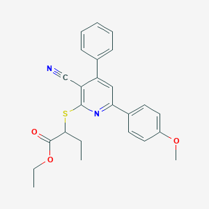 Ethyl 2-{[3-cyano-6-(4-methoxyphenyl)-4-phenyl-2-pyridinyl]sulfanyl}butanoate