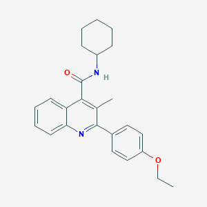 molecular formula C25H28N2O2 B418245 N-cyclohexyl-2-(4-ethoxyphenyl)-3-methyl-4-quinolinecarboxamide 