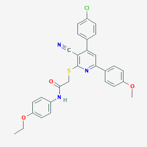 2-{[4-(4-chlorophenyl)-3-cyano-6-(4-methoxyphenyl)-2-pyridinyl]sulfanyl}-N-(4-ethoxyphenyl)acetamide