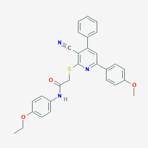 2-{[3-cyano-6-(4-methoxyphenyl)-4-phenyl-2-pyridinyl]sulfanyl}-N-(4-ethoxyphenyl)acetamide